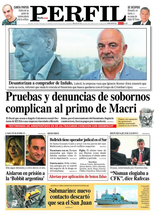 La portada del Diario Perfil de este domingo