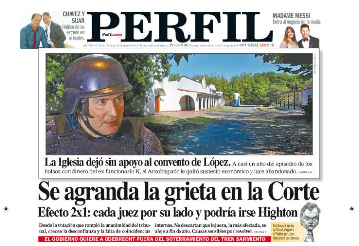 Portada de domingo del diario PERFIL