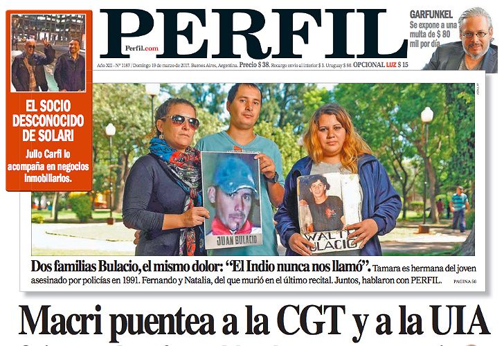 Tapa del domingo del Diario Perfil