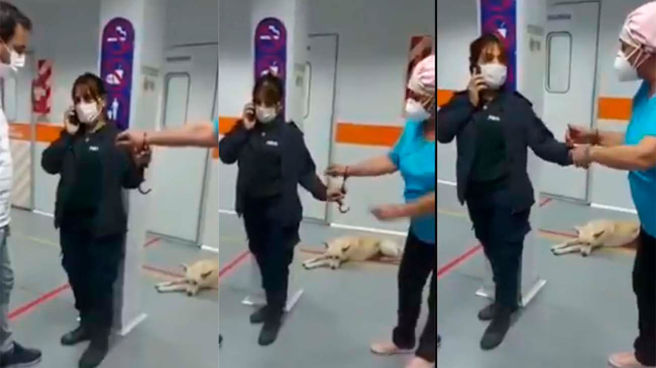 Denuncian a la policía que esposó a una enfermera para obligar a atender a un detenido