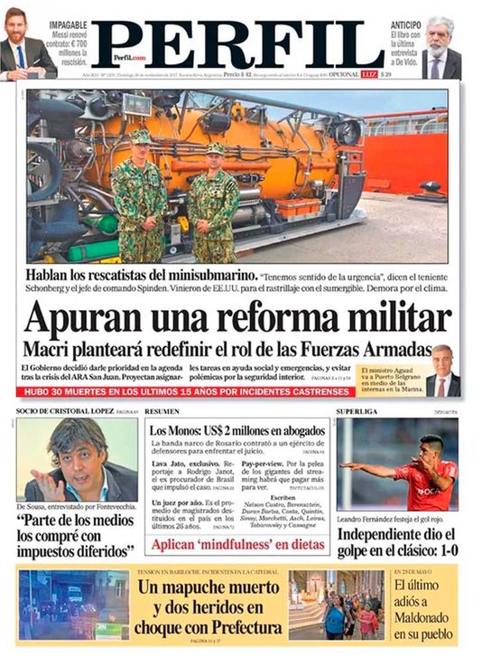 La tapa de Perfil del domingo