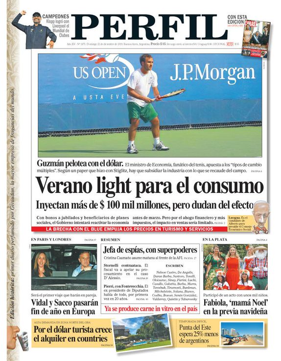 La tapa de Diario Perfil de este domingo 22 de diciembre