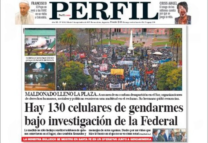 La tapa de este sábado del Diario Perfil