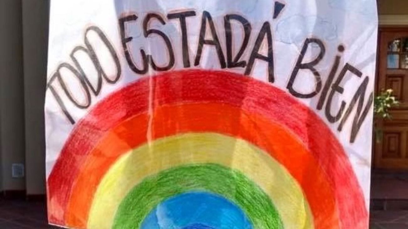 Un arcoiris y una emotiva consigna de las maestras para que los chicos dibujen en cuarentena