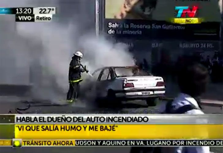 Explotó un vehículo en Retiro