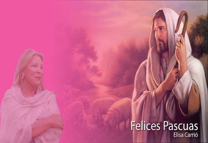 Elisa Carrió se photoshopeó junto a Jesús