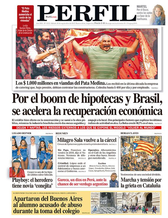 La tapa de este sábado del Diario Perfil