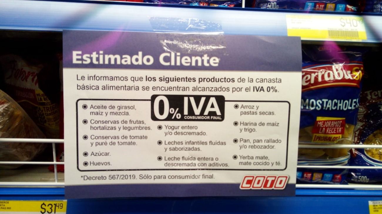 Los supermercados ya empezaron a cobrar los alimentos sin IVA