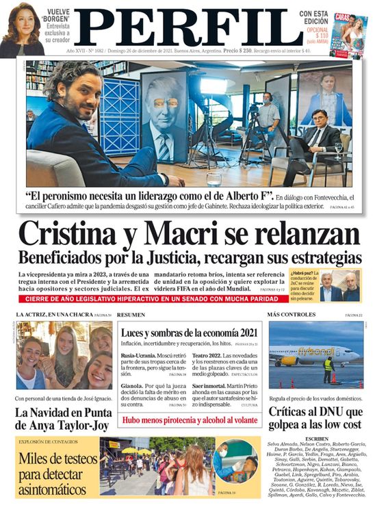 La tapa del Diario PERFIL del domingo 26 de diciembre de 2021