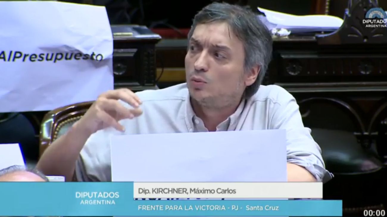 Para Máximo K, "este presupuesto es la muestra del fracaso" de Macri
