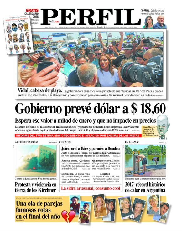 La tapa de Diario PERFIL de este sábado