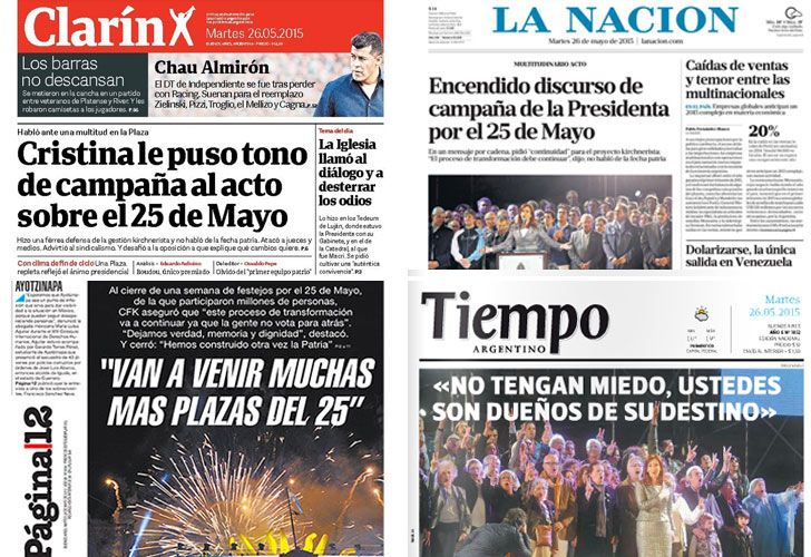 Cómo reflejaron los medios el último 25 de Mayo de Cristina