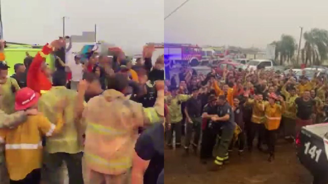 Video: el emotivo festejo de los bomberos por la llegada de las lluvias a Corrientes