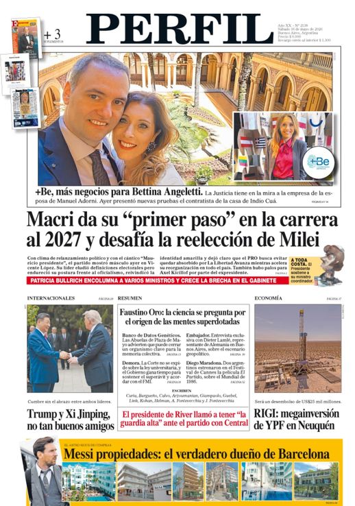La tapa de Diario PERFIL del sábado 16 de mayo de 2026