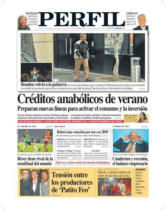 La tapa del Diario PERFIL de este domingo