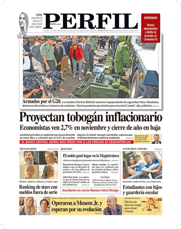La tapa de Diario PERFIL de este sábado