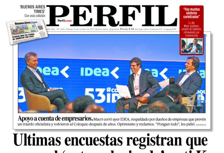 La tapa de este sábado de Diario Perfil