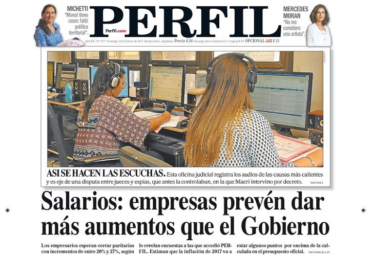 La tapa del diario Perfil de éste domingo