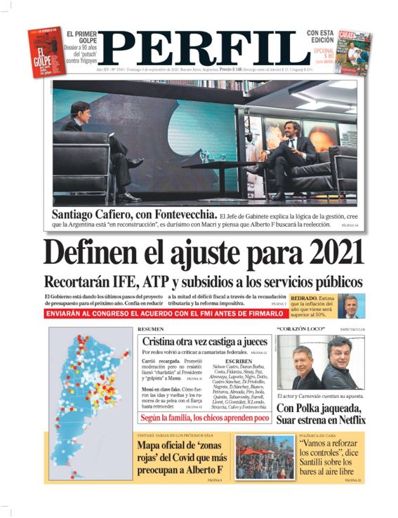 La tapa de Diario PERFIL de este domingo 6 de septiembre de 2020