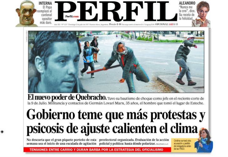 La tapa de domingo de Diario Perfil