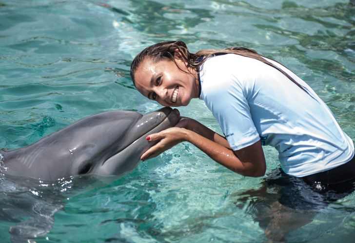 Dulko nadó con delfines en Miami