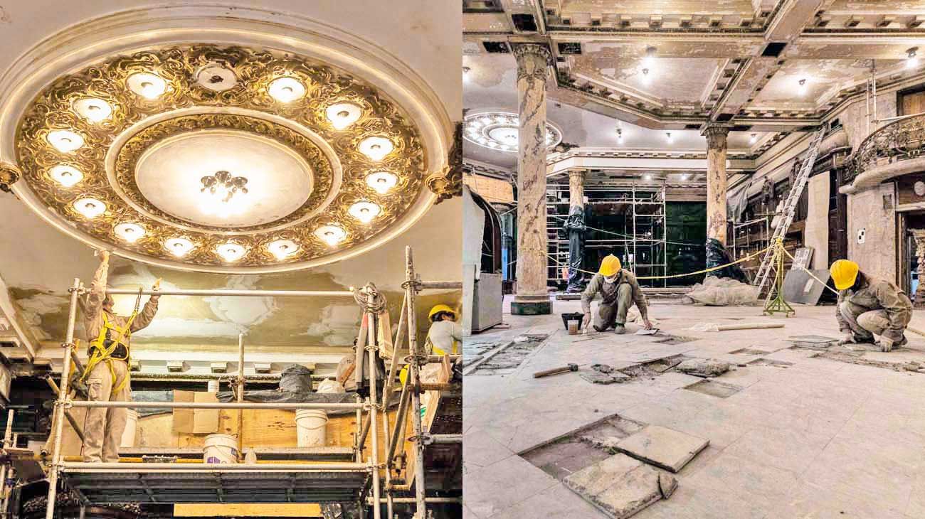 Confitería Del Molino: ejecutan la última etapa de su artesanal restauración