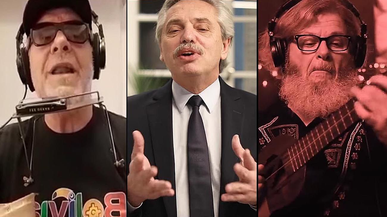 Alberto Fernández le cantó a Gustavo Santaolalla por su cumpleaños