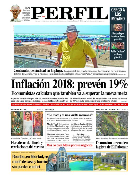 La tapa de Diario PERFIL de este sábado