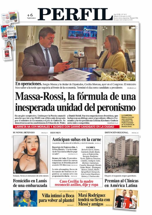 La tapa del Diario PERFIL del sábado 24 de junio de 2023
