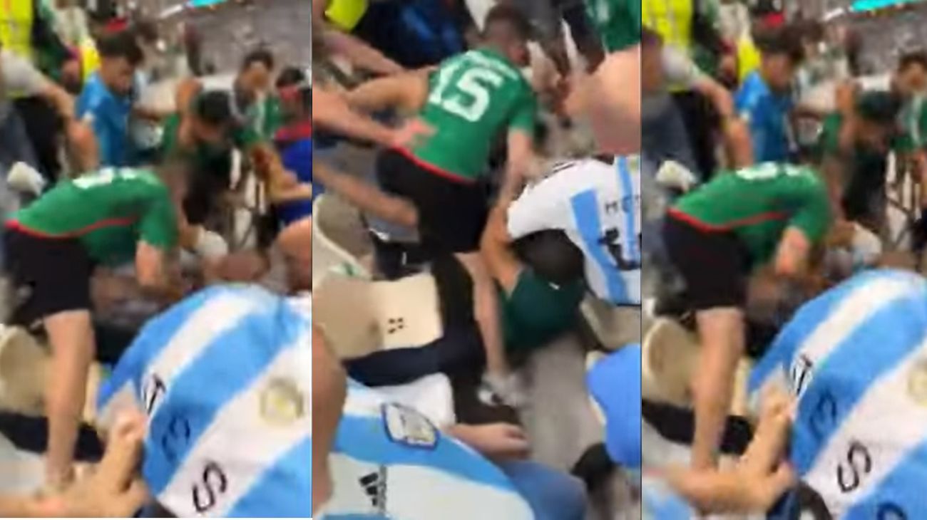 Hubo trompadas entre algunos hinchas argentinos y mexicanos al final del partido