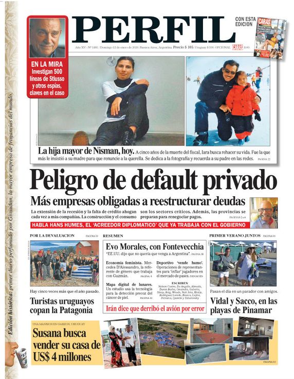 La tapa de Diario PERFIL de este domingo 12 de enero