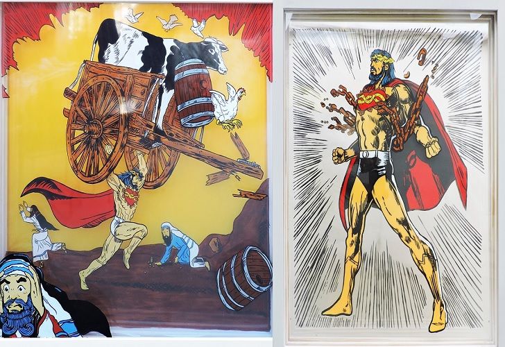 Se exponen en Córdoba obras que mixturan figuras religiosas con cómics de los '80