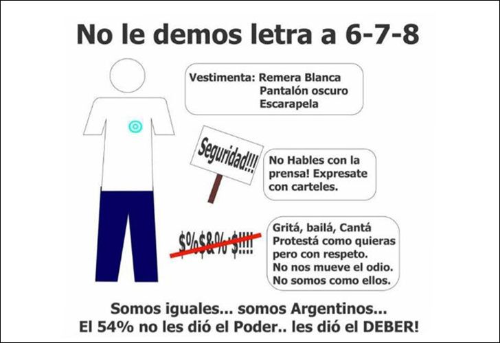De blanco y en silencio para "no darle letra a 6.7.8"