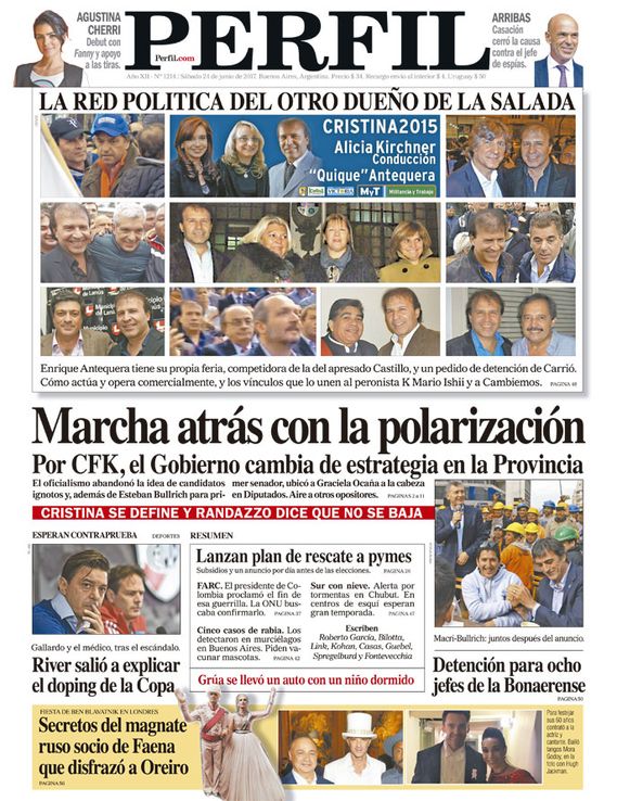 La tapa de este sábado del Diario Perfil