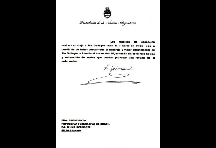 Cristina se disculpó con Dilma por no ir a la final: "Néstor Iván cumple un añito"