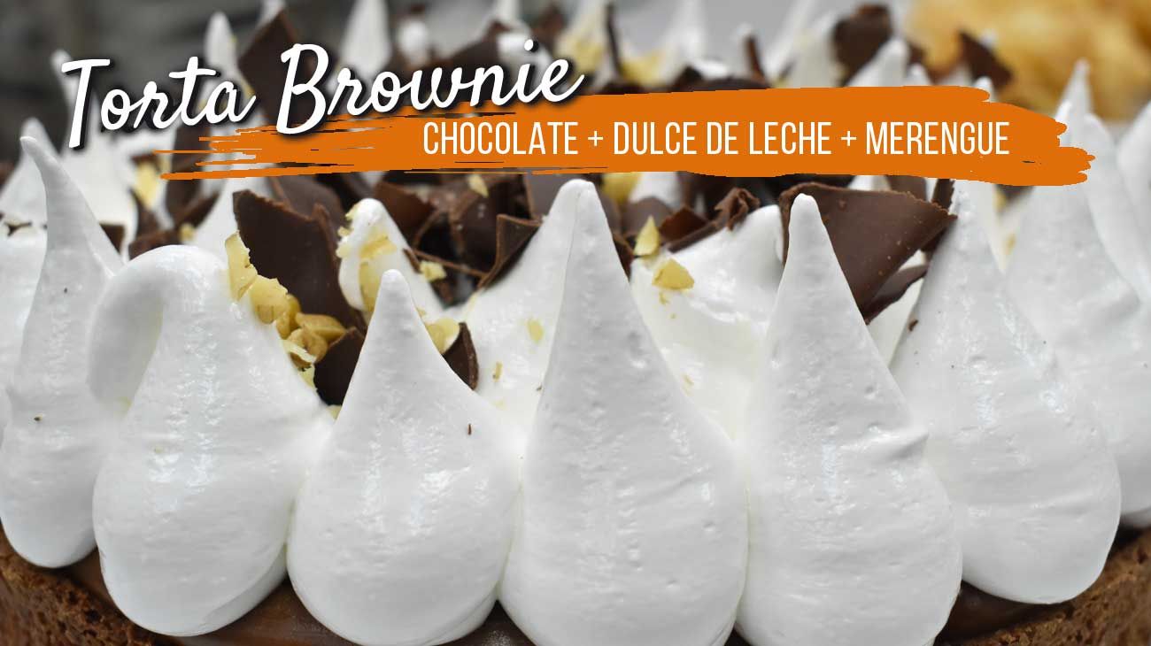 Cómo hacer una torta brownie con dulce de leche y merengue super fácil