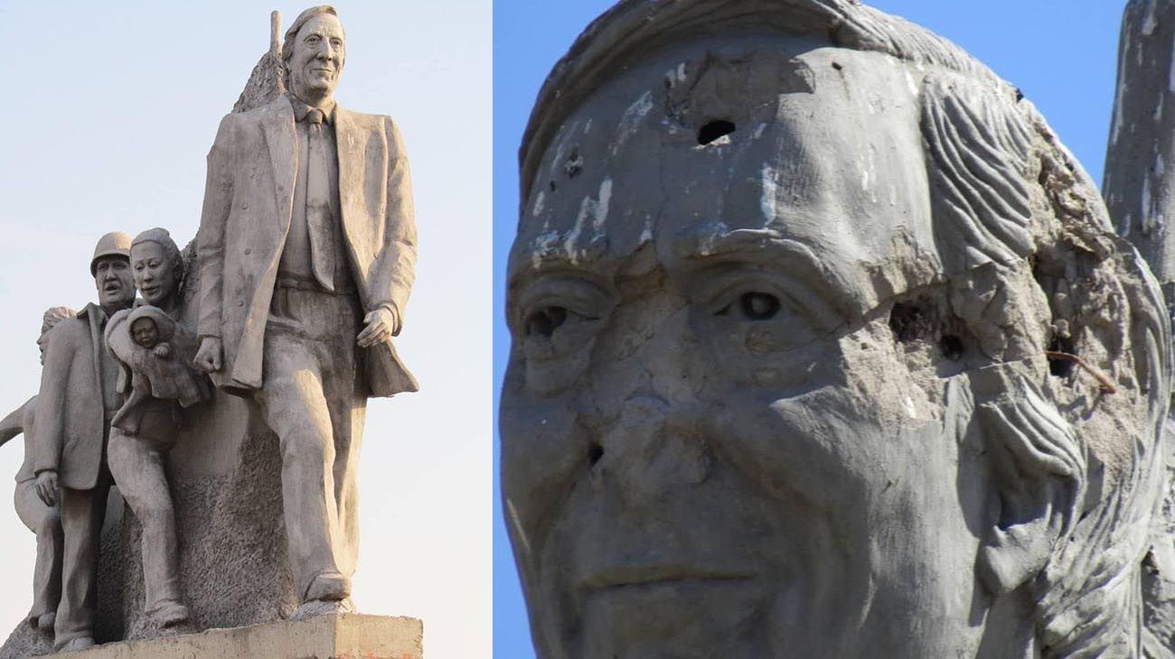 Vandalizaron una estatua de Néstor Kirchner y Alberto Fernández pidió "desterrar el odio"