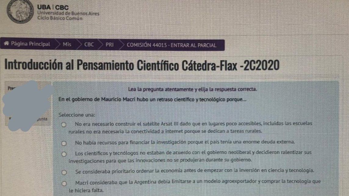 Denuncian "adoctrinamiento político" en un examen del CBC