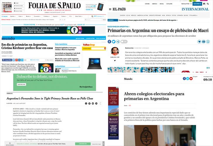Todos hablan de Cristina: la prensa internacional y las PASO