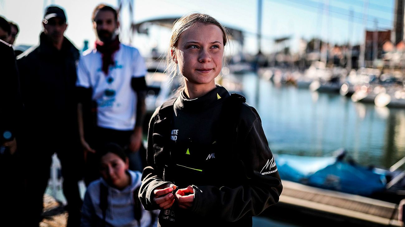 La activista sueca Greta Thunberg llegó a Lisboa rumbo a la Cumbre del Clima en Madrid