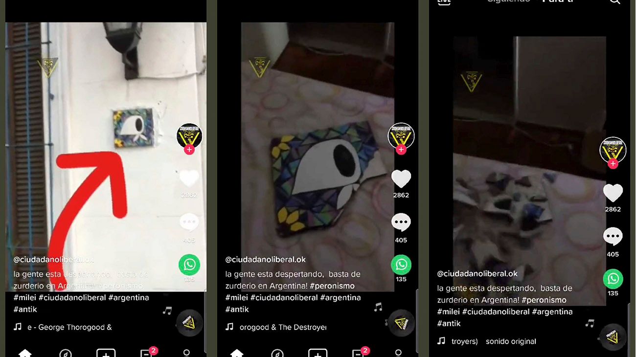 Un seguidor de Milei compartió un video rompiendo a martillazos una placa de Madres de Plaza de Mayo