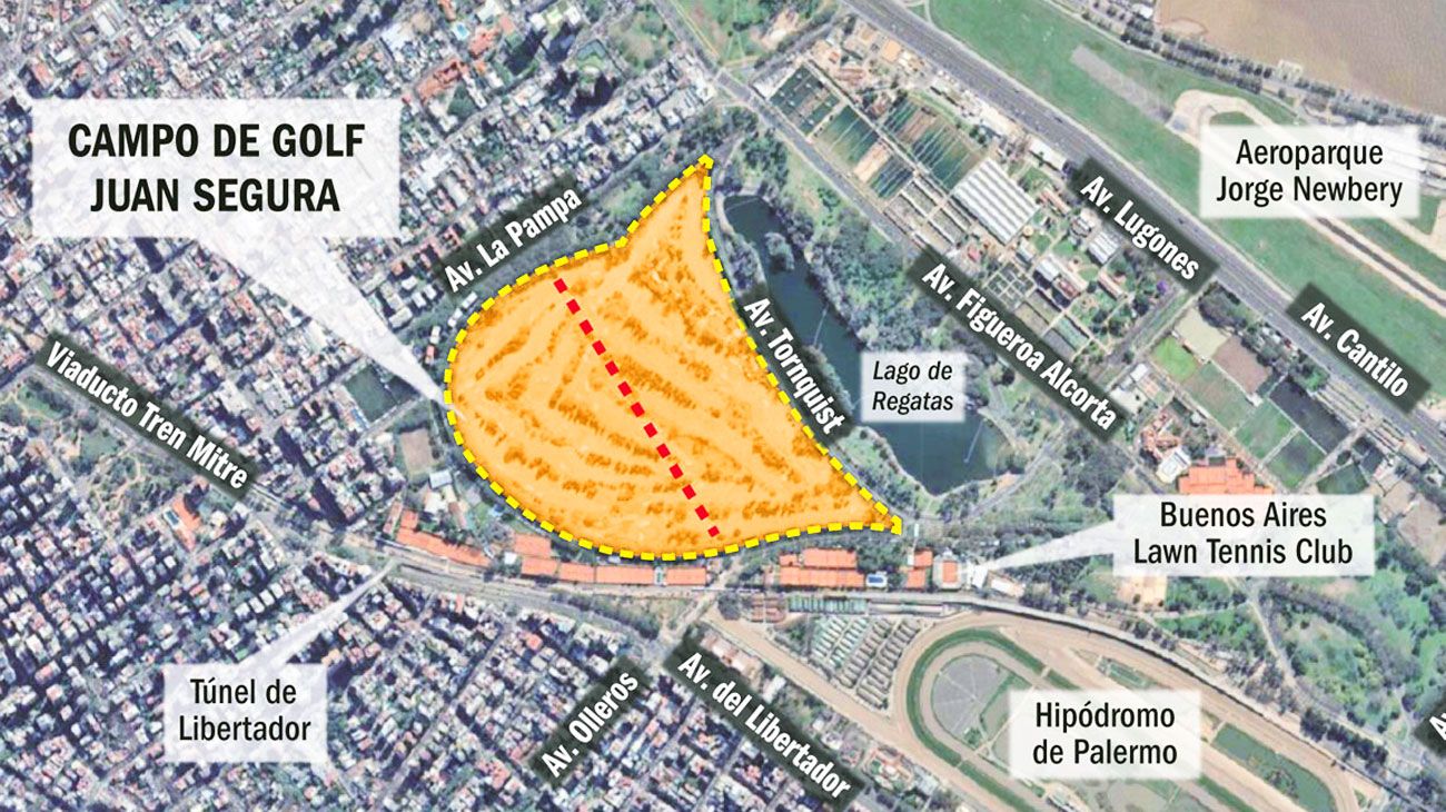Planean reducir a la mitad el campo de golf público en Palermo