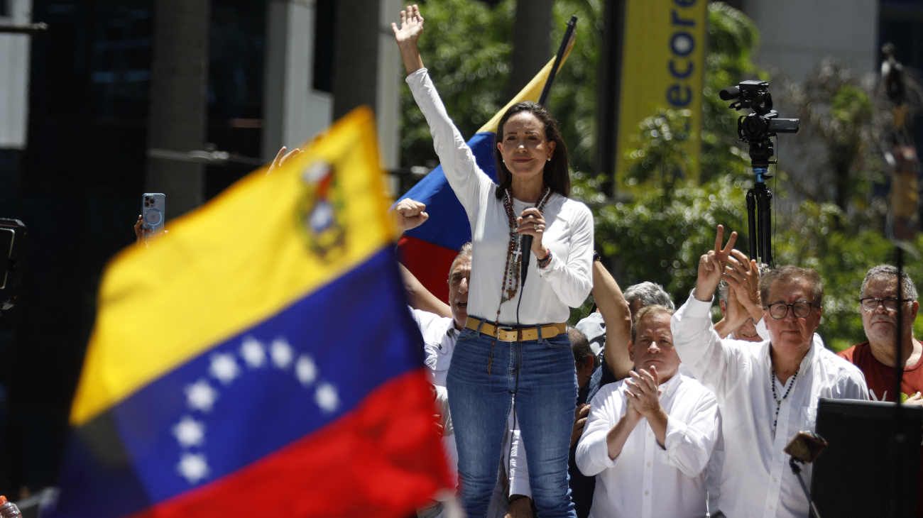 María Corina Machado encabezó la marcha opositora en Venezuela: "Vamos a hacer ceder al régimen"