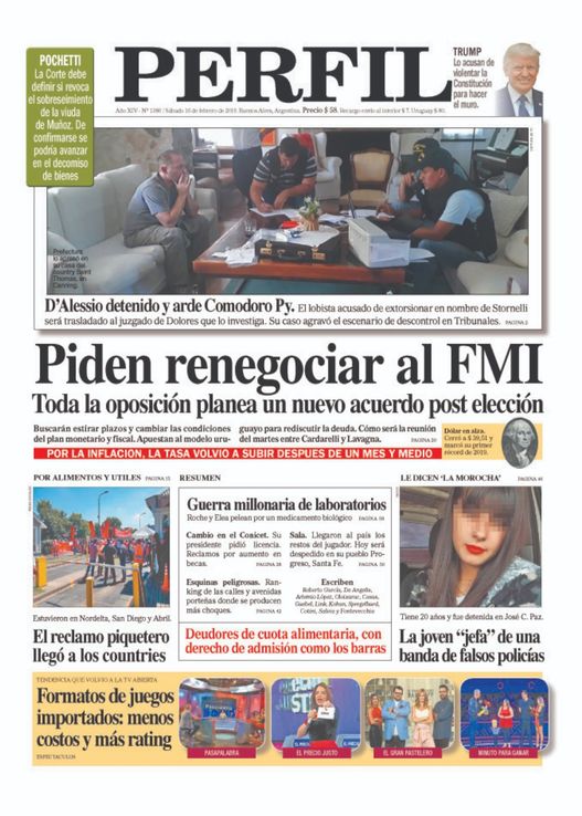 La tapa del Diario PERFIL de este sábado