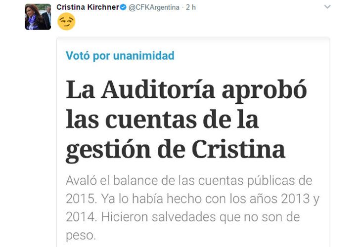 El irónico tuit de Cristina tras la decisión de Bonadio