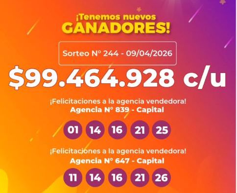 La Poceada Correntina: dos ganadores de Capital se llevaron $99 millones cada uno