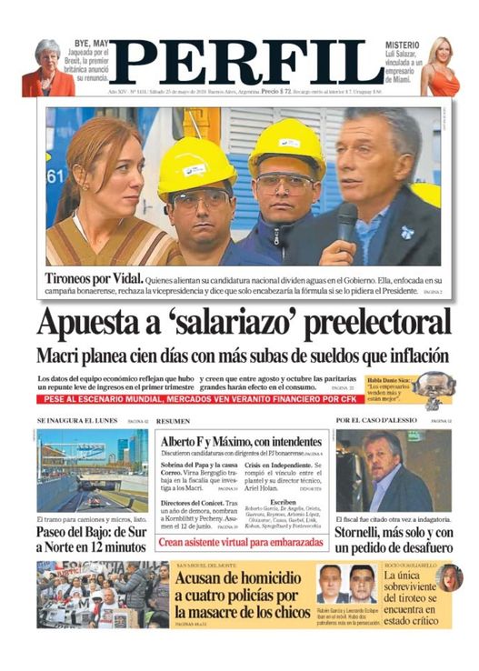 La tapa del Diario PERFIL de este sábado