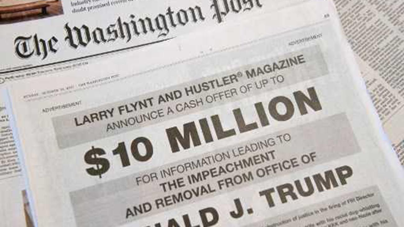 El día que Larry Flynt ofreció U$S 10 millones para echar a Trump