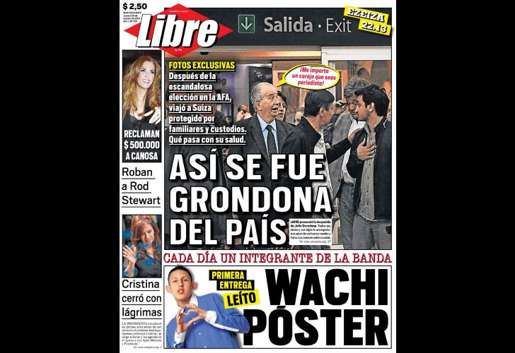 LIBRE: Grondona se fue del país