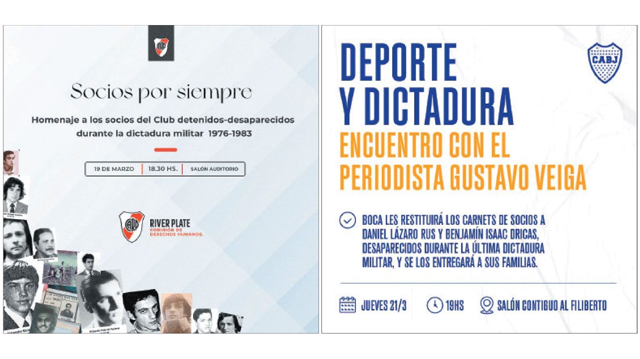 El homenaje de Boca y River a sus socios desaparecidos
